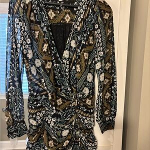 Veronica Beard Black and Blue Patterned Mini Dress